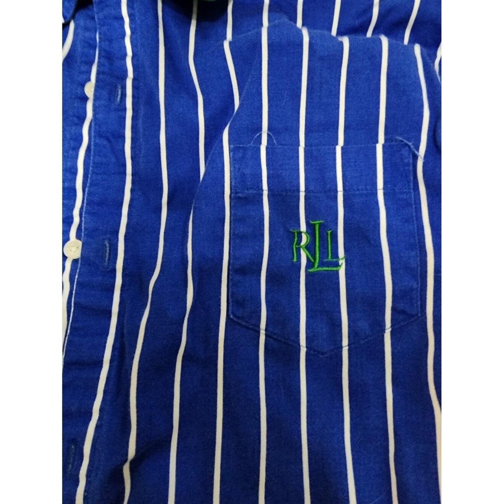 Lauren Ralph Lauren Pajama Set XL Blue White Stripe Button Top Pants Set - Picture 2 of 11